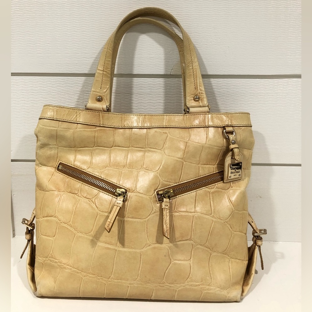 Dooney and Bourke Sara Croco Bag Cream Leather Bag - GUC